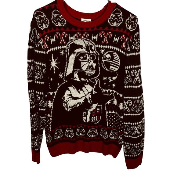 Star Wars Men’s Size Medium 38-40 Darth Vader Christmas Sweater New Ugly Black - Picture 1 of 5